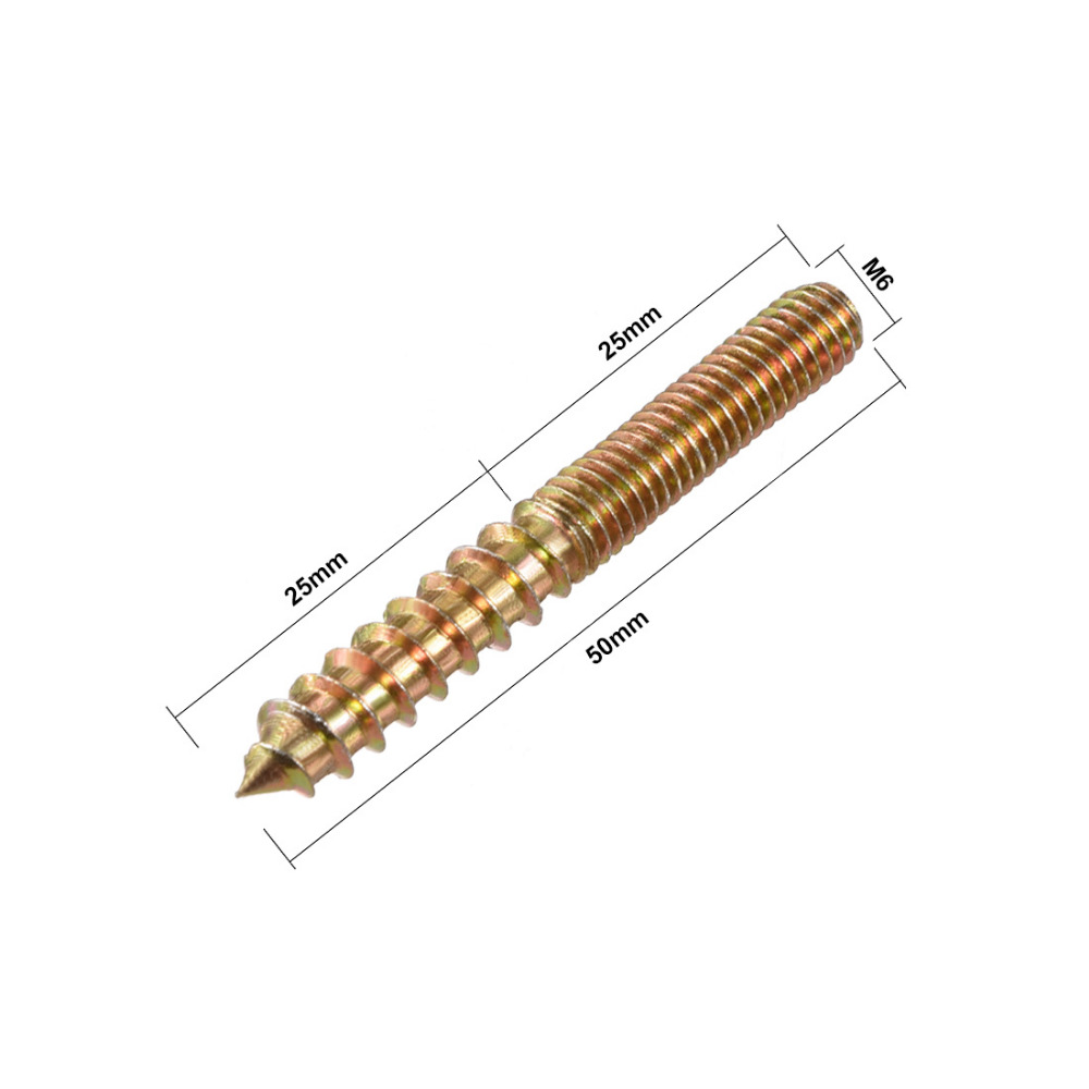 Uxcell 20Pcs M4 M6 Carbon Steel Hanger Bolt 25mm 30mm 35mm 40mm 50mm 60mm Length Double Headed Bolt Screw for Furniture