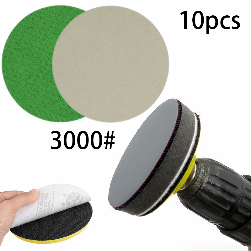 10pcs 3-inch 3000 Grit Wet/Dry Sanding Discs Pads 75mm Sandpaper Polishing Water Polishing Sander Grinding Accessories New