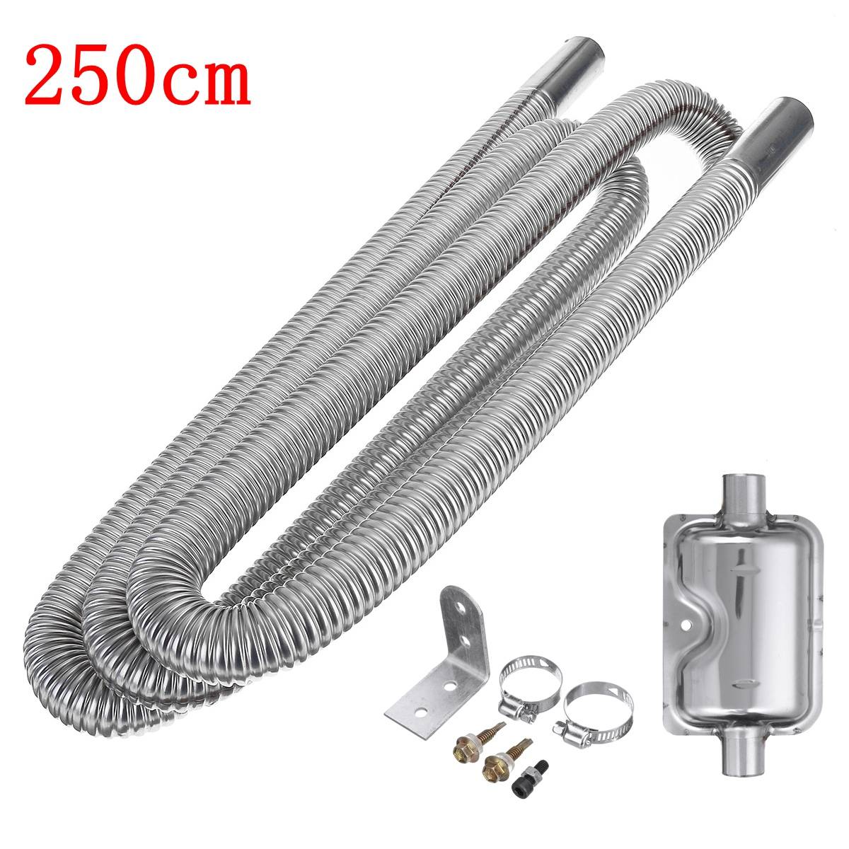 250cm Car Heater Exhaust Muffler Pipe Silencer Diesel Parking Heater Gas Vent Hose Tube Stainless Steel For Webasto