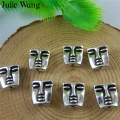 Julie Wang 15PCS Square Face Beads Metal Alloy Antique Silver Color Spacer Bead Handmade Bracelet Jewelry Making Accessory