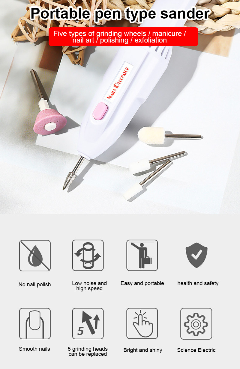 Portable Electric Nail Drill Machine Kit Nail Art Pen File Nail Tools & USB Charging Manicure Machine Pedicure Polisher Pedicure