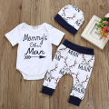 2019 Brand New Mommy's Other Man Newborn Baby Boy 3PCS Outfits Clothing Short Sleeve Cotton Bodysuit Tops Deers Pant Trouser Hat