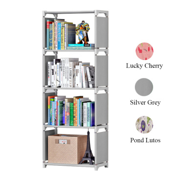 5 Tier Simple Bookshelf Stainless Steel Easy Moving Assembled Shelf Bookcase Creative Modern Small Home Decoration for Kids