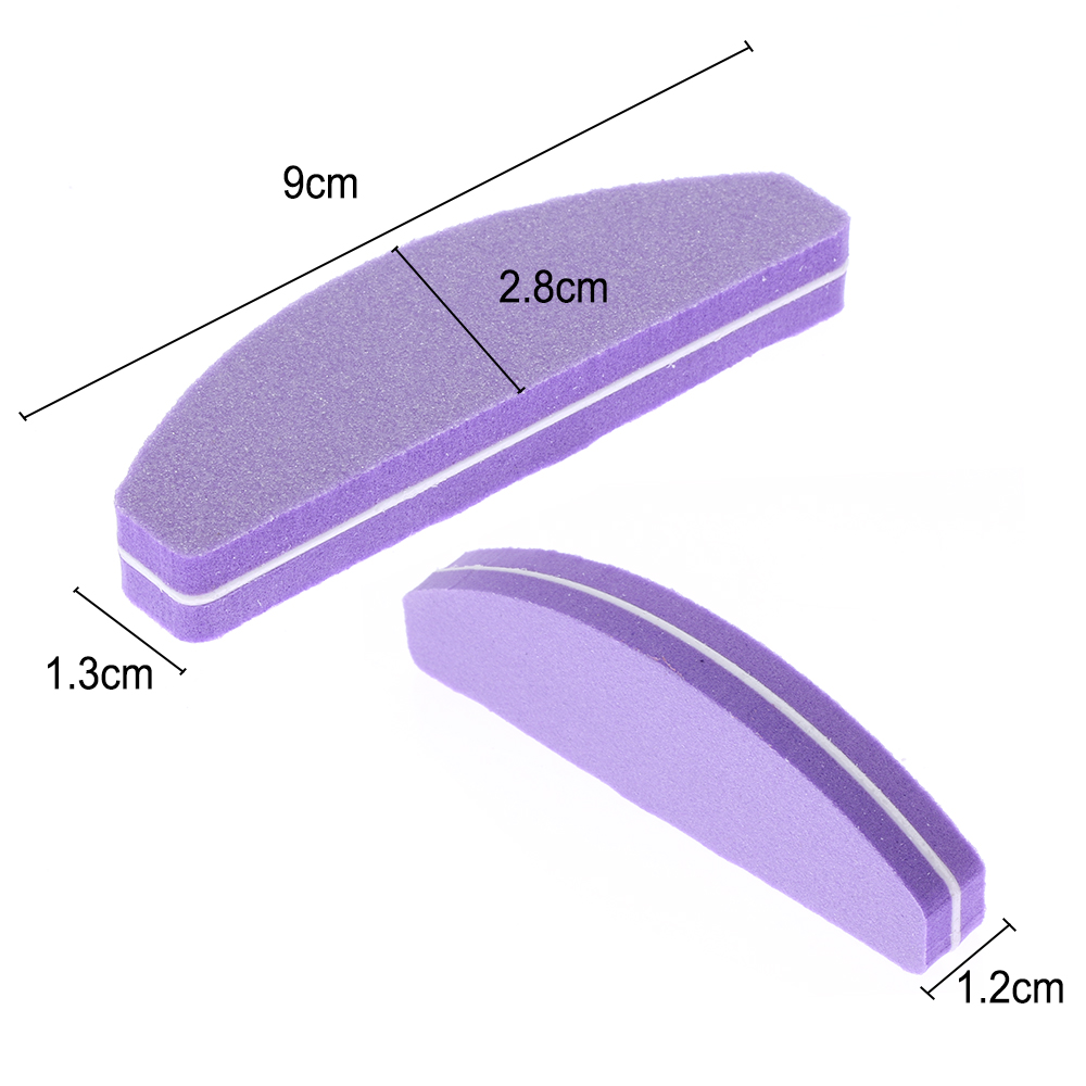 5Pcs Half Moon Nail File 100/180 Sponge Mini Nail Buffer Block Files For UV Gel Polish Colorful Manicure Sanding Nail Art Tools