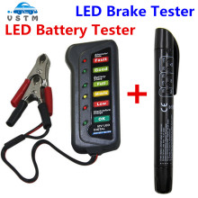 Brake Fluid Tester Plus LED Digital Battery Alternator Tester Battery Tester Battery Level Monitor For Car Motorcycle Trucks 12V