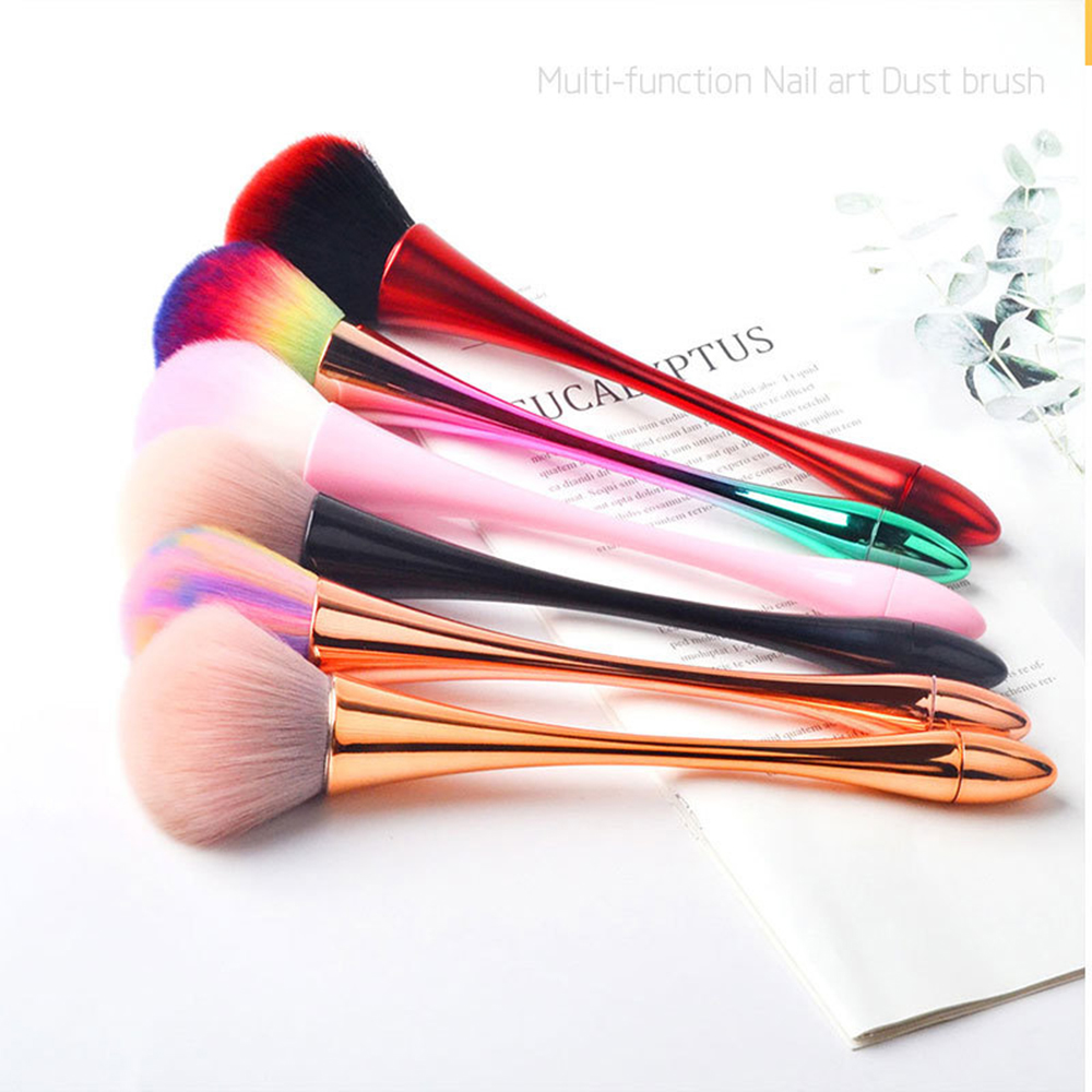 1PC 6Colors Aluminum Handle Clean Nail Soft Brush Dust Cleaner Cleaning Brush Acrylic UV Gel Powder Removal Manicure Tools