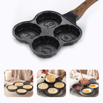 4 Hole Frying Pan Fried Egg Burger Pan Household Deepening Non-Stick Breakfast Pancake Maker Flat Bottom Omelette Pan Mold