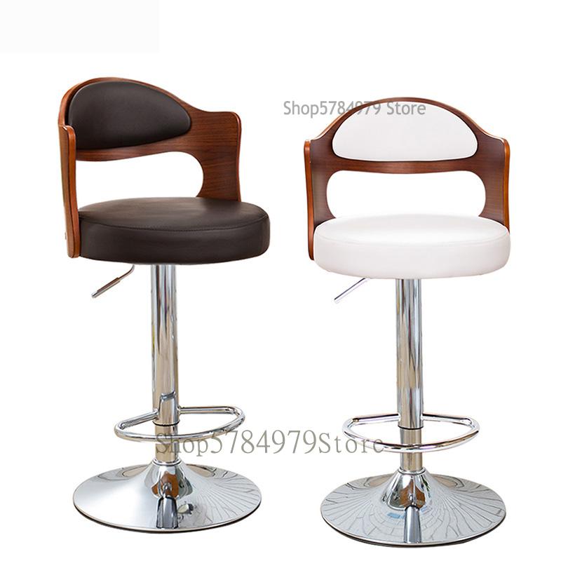 Hengya Bar Chair European Bar Chair Bar Stool Swivel Lift Chair Solid Wood Back Front Desk Cashier Chair High Stool