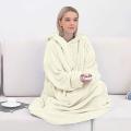 Winter Warm TV Pocket Hooded Blankets Adults Bathrobe Sofa Cozy Hoodie Blanket Sweatshirt Plush Coral Fleece Blankets Outwears