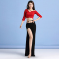 Irregular Dance Clothing Women 2 Pieces Suit Camisole Strapped Top Long Skirt Belly Dance Costume Set Girls Class Wear