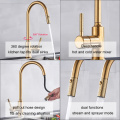 Quyanre Pull Out Kitchen Faucet Brushed Bronze Gold Kitchen Sink Water Tap 360 Rotation Kitchen Mixer Tap Single lever Mixer Tap