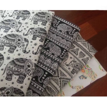 New black white cotton linen fabric vintage Bohemia design elephant pattern DIY Quilt clothes garment fabric cloth width 150cm