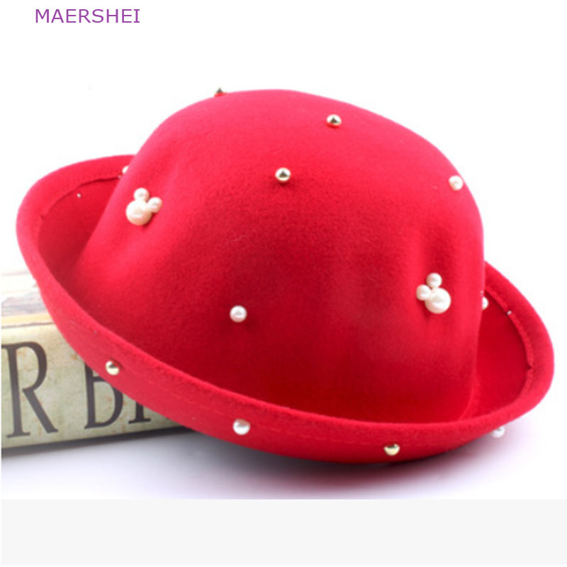 MAERSHEI Children's Hat Curl Dome Hat Korean New Beads British Wild Parenting Hat