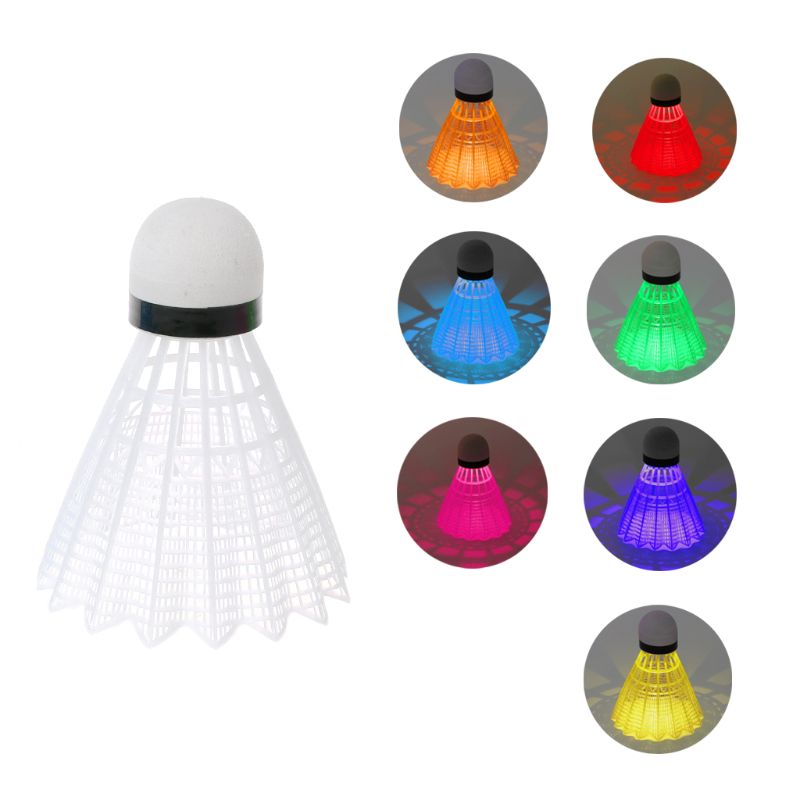 4pcs Colored Plastic LED Luminous Badminton Dark Night Glow Lighting Shuttlecock