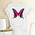 Pink Monarch Butterfly Printed Women T-shirts Short Sleeve Harajuku Graphic T-shirt Summer Casual Fashion Top Tees Female