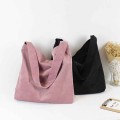 Women Corduroy Shoulder Bag Canvas Cloth Fabric Handbag Solid Casual Tote Ladies Eco Shopping Bags College Students Books Bag