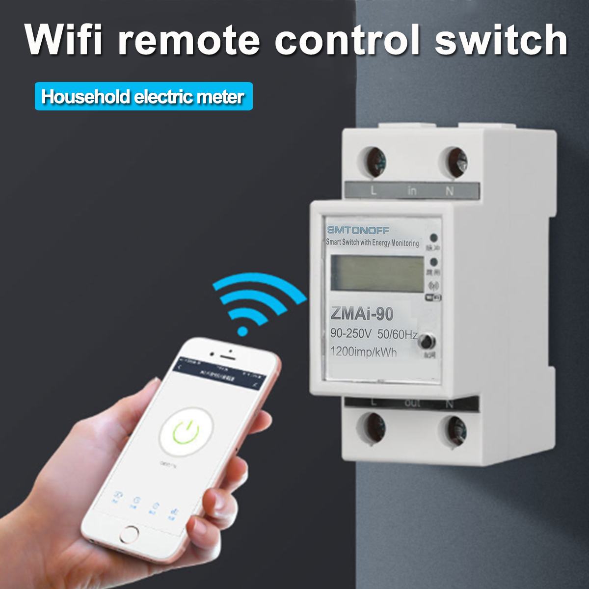 Digital Electric Consumption kWh Rail Smart Energy Meter WiFi Power Meter Watt Remote Switch Control Monitor 220V