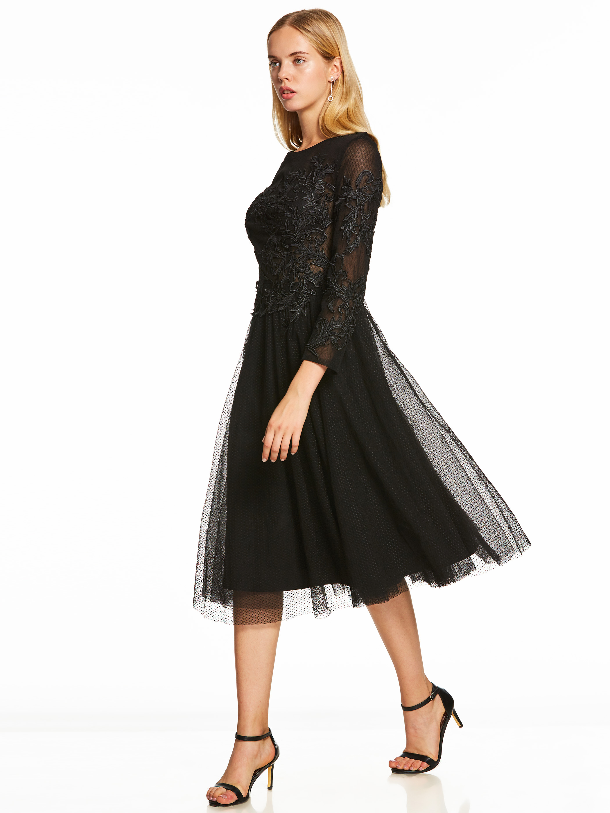 A Line Cocktail Dress Black Scoop Long Sleeves Tea Length Gown Cheap Lady Party Homecoming Formal Short Cocktail Dresses