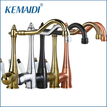 KEMAIDI Kitchen Sink Faucet Swivel Brass Finish Deck Mounted Tap Mixer Taps Antique Copper /Chrome / ORB / Gold Finish