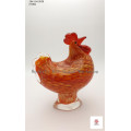 Orange Hen Glass Sculpture