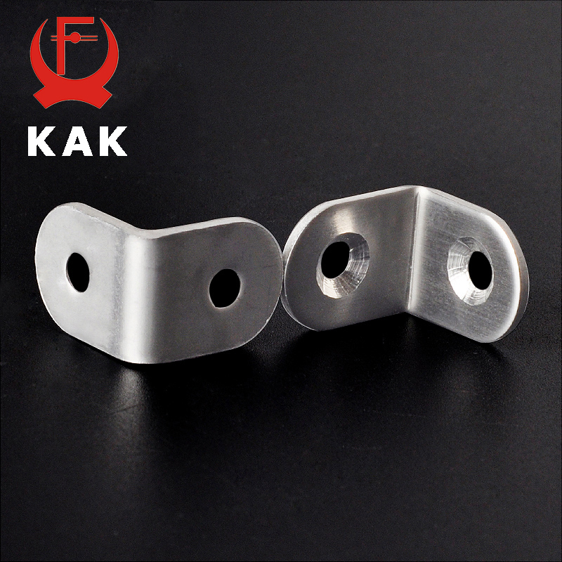 KAK 10PCS Stainless Steel Angle Corner Brackets Fasteners Protector Seven Size Corner Stand Supporting Furniture Hardware
