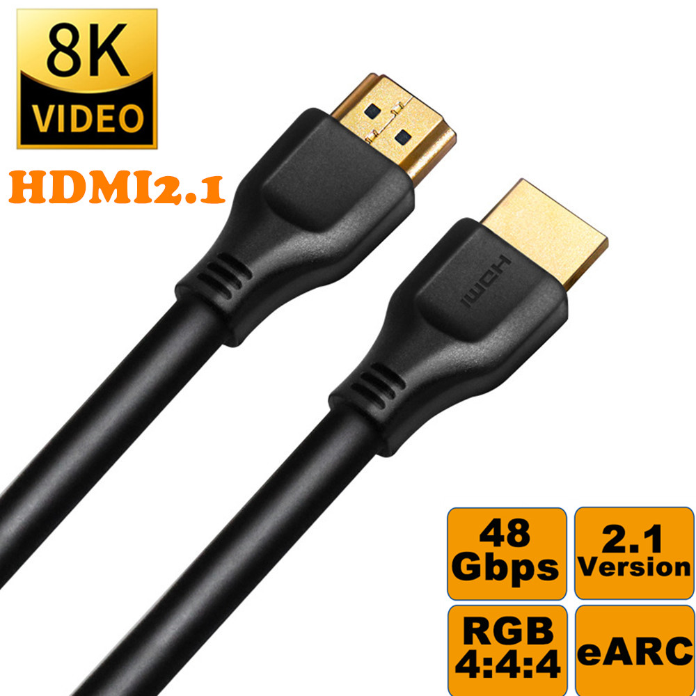 8K HDMI2.1 Cable Ultra-HD (UHD) 48Gbps 8K 60Hz 4K 120Hz HDR RGB 4:4:4 Audio Video Cable For PS4 HDTV Projector Computer 1m 2m 3m