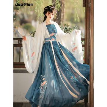 Women Chinese Traditional Hanfu Costume Lady Vestidos Han Dynasty Dress Embroidery Tang Dynasty Princess Folk Dance Clothing