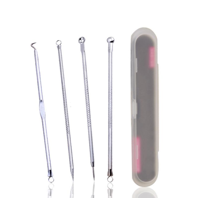 4Pcs Professional Metal Acne Needle Blackhead Pimple Doubled Head Needle Extraction Treatment Acne Removal Skin Care Tool Set