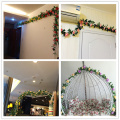 230cm/ 91in Simulation Silk Rose Wedding Decorations Artificial Flowers Arch Decor Lvy Vine Green Leaves Garland Wall A4344