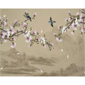 Beibehang Wallpaper mural magnolia hand-painted meticulous flower and bird TV background wall decorative painting 3d wallpaper