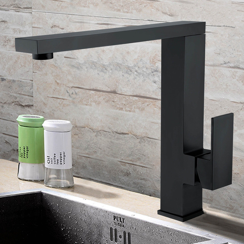 Top Fashion New Arrival High Quality Matt Black Single Handle Faucet 360 Swivel Spout Contemporary Kitchen Sink Mixer Tap