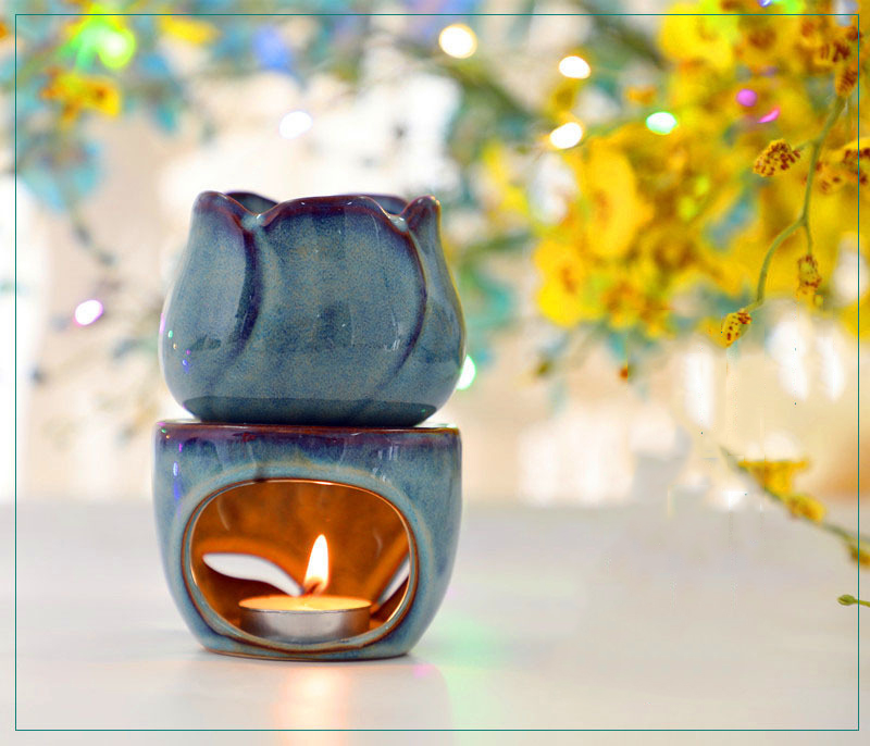 Aroma Burner Tulip Ceramic Aromatherapy Furnace Creative Crafts Home Decoration Ornaments Incense Burner Candle Holders