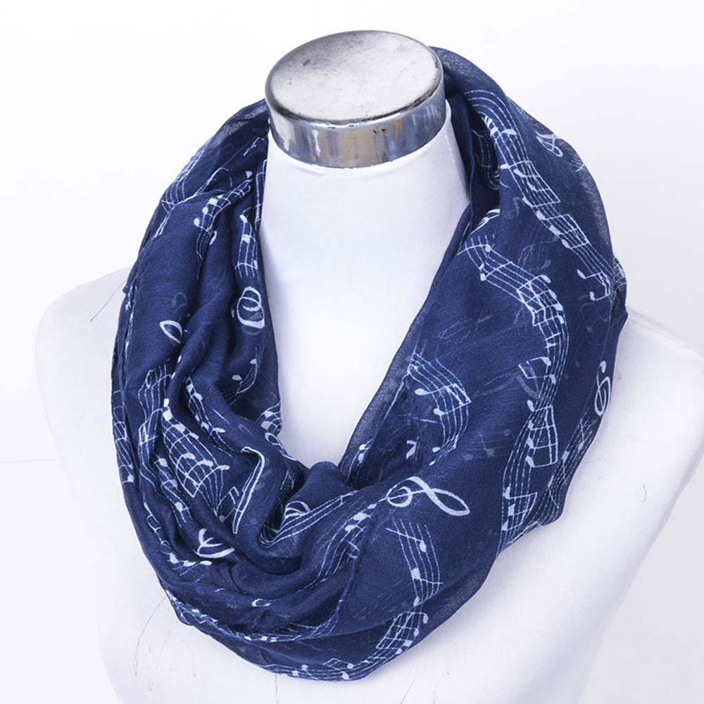 Women Large Long Voile Scarves Shawls Wraps Women Lady Musical Note Printing Large Size Female Shawls Foulard Femme cachecol A9