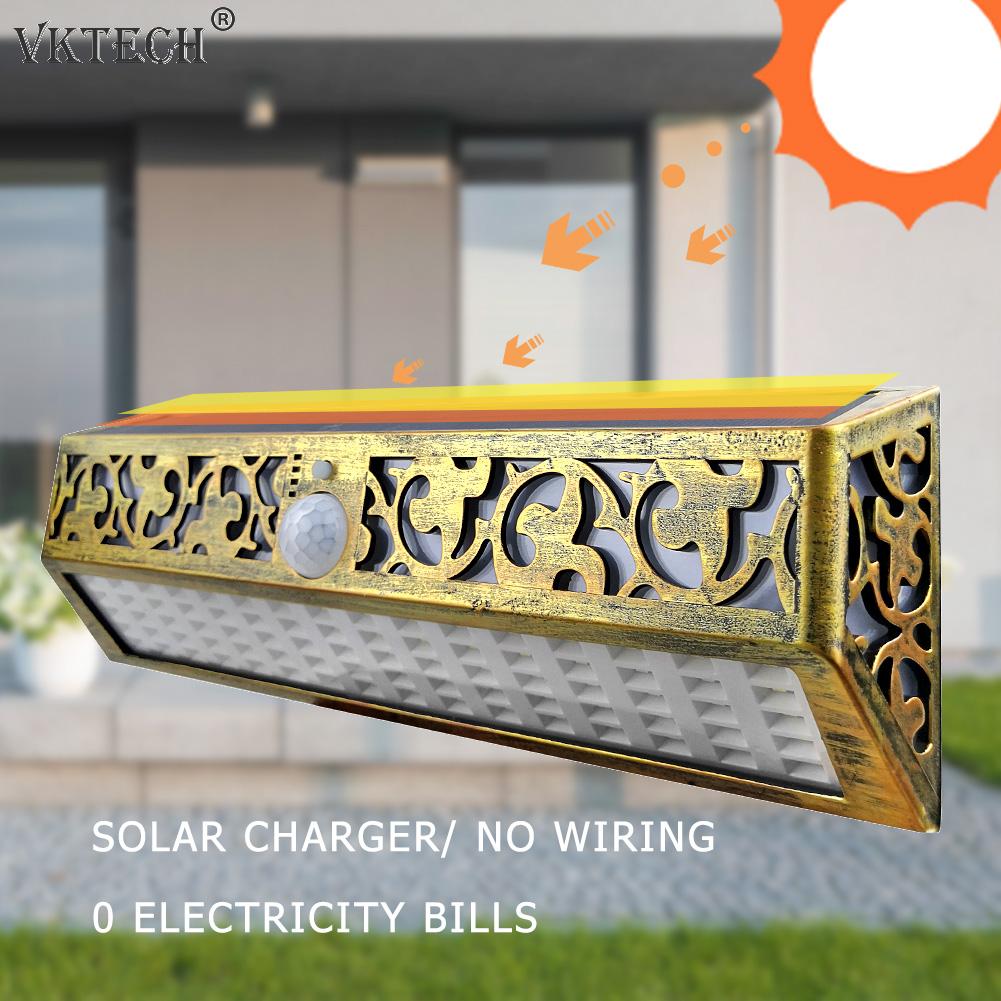 Retro Solar Induction Lamp Hollow-out Solar Wall Light Outdoor Patio Wall Decorative Lamps Sunlight Powered Garden Lamp