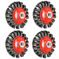 4 PCS 4inch 100mm Knotted Bench Steel Wire Brush Rust Removal Wheel Deburring Derusting For Angle Grinder TE242 M14 Thread