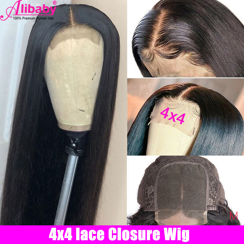 Swiss Lace Natural Color Brazilian Straight Human Hair Closure 4×4 Free Part Remy Natural Color 8"-22" Alibaby Hair