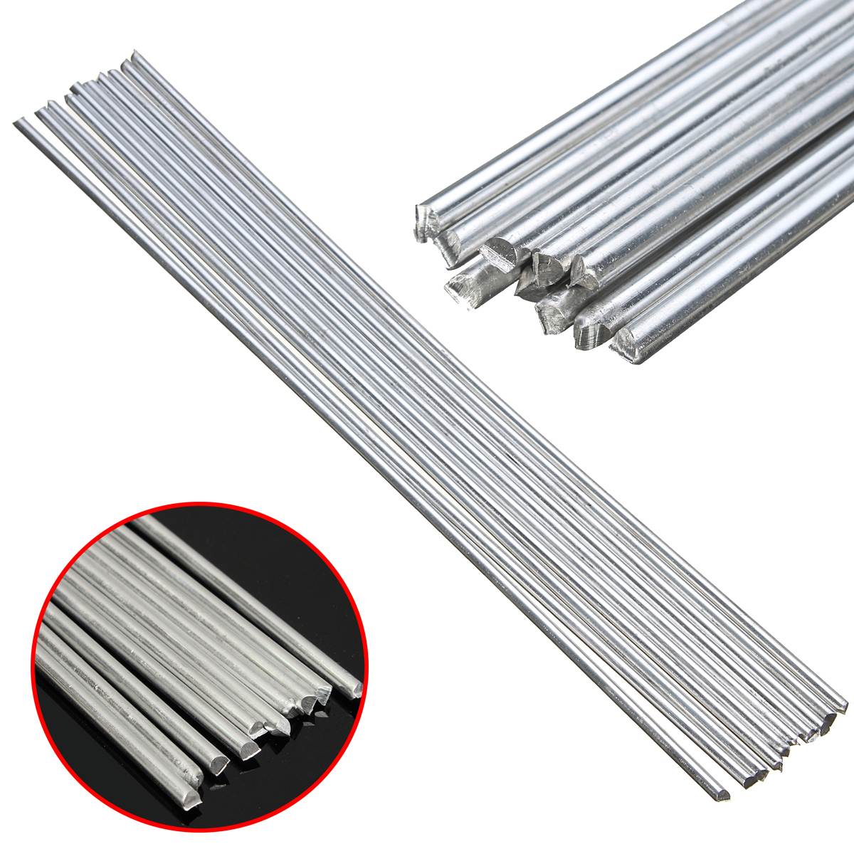 20/10Pcs 1.6/2.0mm x 50cm Aluminum Welding Rod Low Temperature Metal Soldering Brazing Rods with Corrosion Resistance