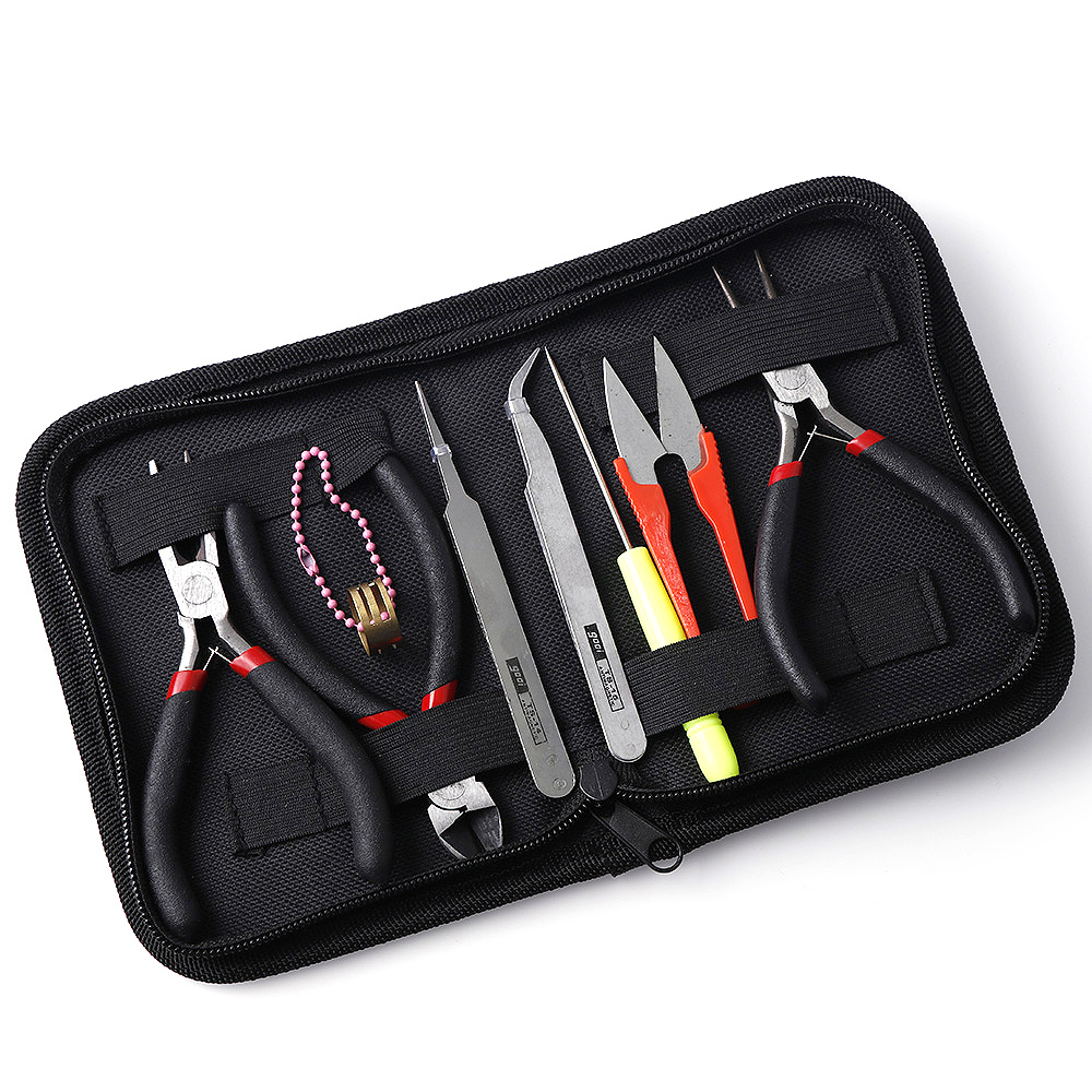New 8pcs/set Jewelry Making Tool Kits Pliers Set with Round Nose Plier Side Cutting Pliers Wire Cutter Scissor Beading Tweezers