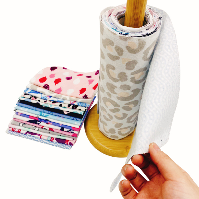 Reusable Unpaper Towels Kitchen Paper Replacement Cleaning Cotton Wipes Bamboo Fiber Kitchen Dish Towel Rolls