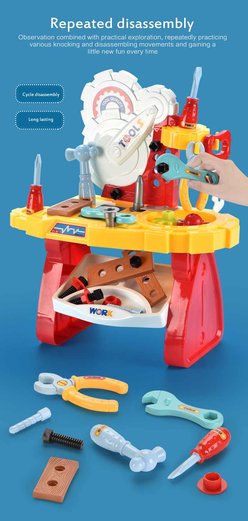 Children's Simulation Repair Tools Toy Power Workbench Construction Tool Bench Set For Boys And Girls Children Pretending Toys