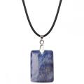 25x35mm Rectangle Gemstone Pendant Necklace for Women Men