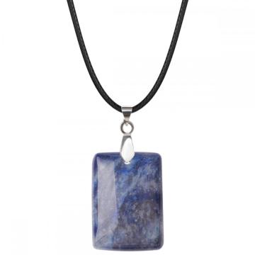 Blue Aventurine 25x35mm Rectangle Stone Pendant Necklace for women Men