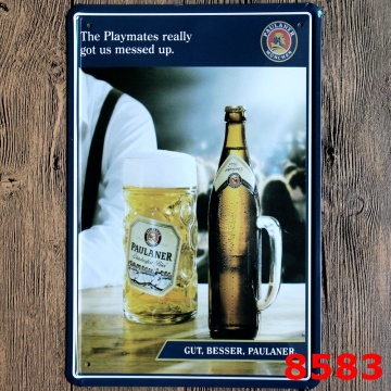 20x30CM Paulaner Beer Paiting Tin Sign Bar Pub Home Wall Decor Retro Metal Art Poster