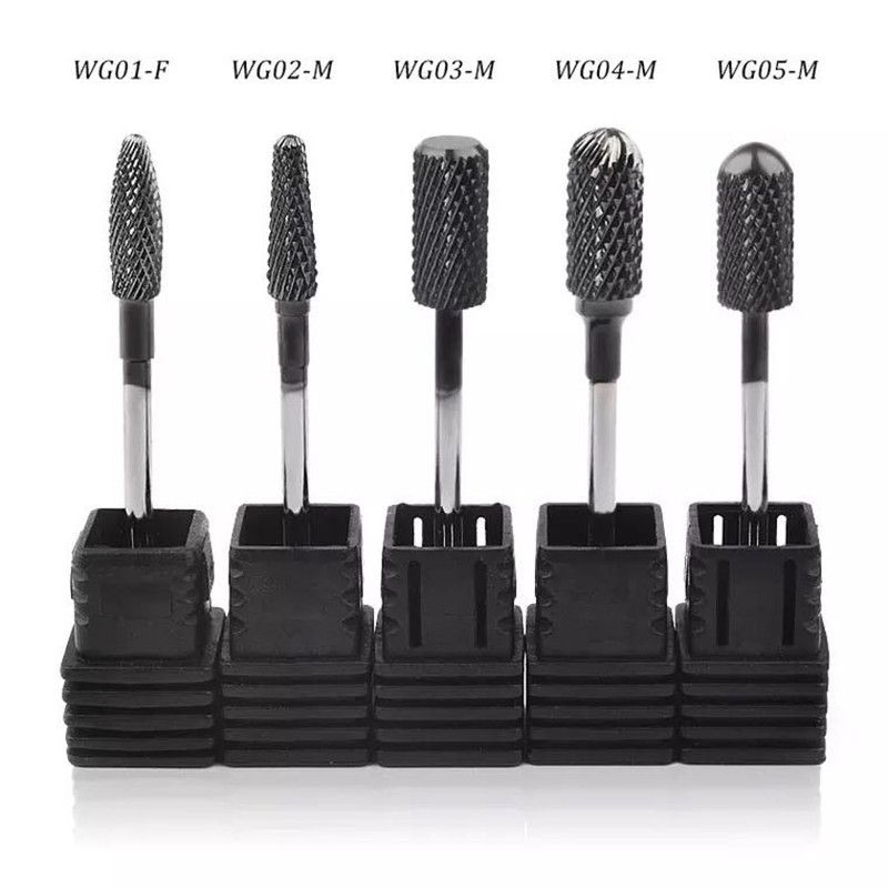 Black Tungsten steel Nail Drill Bits Professional Milling Cutters For Manicure Millers Nail Remover Polishing Accessories