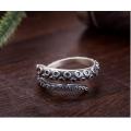 High Quality Gothic Punk Rock Squid Feet Octopus Finger Ring Adjustable Genuine 925 Sterling Silver Rings Vintage Jewelry