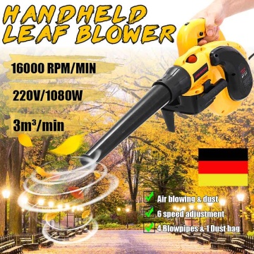 220V Electric Handheld Car Garden Dust Leaf Air Blower Vacuum Cleaner 6 Speed Dust Blowing Dust Computer Collector Power Tool