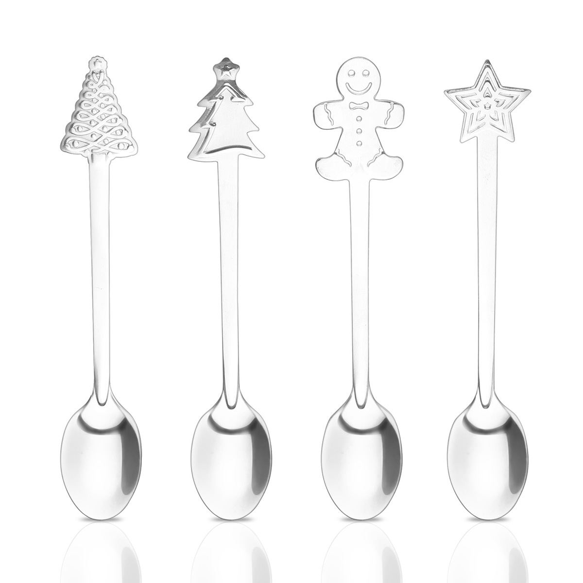 4 Pcs/Set Stainless Steel Coffee Spoon Christmas Coffee Spoons For Kid Drinking Tea Spoon Christmas Tableware Gifts