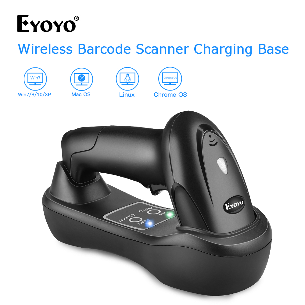 Eyoyo EY-6900D 1D Handheld Wireless Barcode Scanner Reader USB Cradle Receiver Charging Base Bar Code Scan Portable Scanning