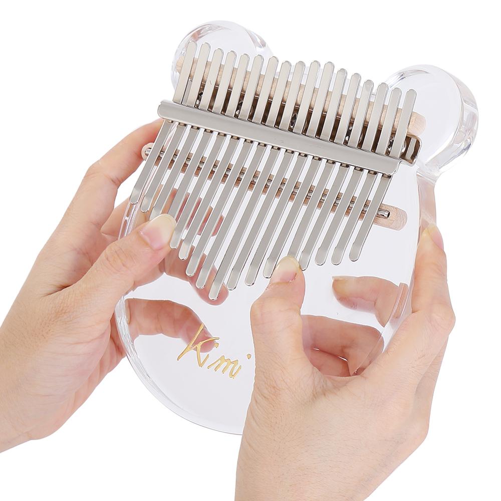 Kimi Kalimba Acrylic 17 Key Transparent Thumb Piano Mbira Sanza with Tuner Hammer Gig Kalimba Musical Instrument Christmas Gift