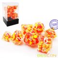 Bescon Firey Pearl Polyhedral Dice Set, Fire Pearl Poly RPG Dice set of 7